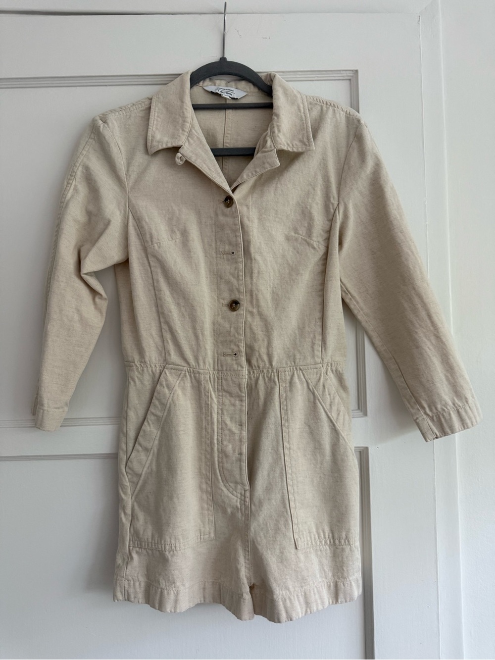 Light Cream Utility Romper Jacket with Button Front